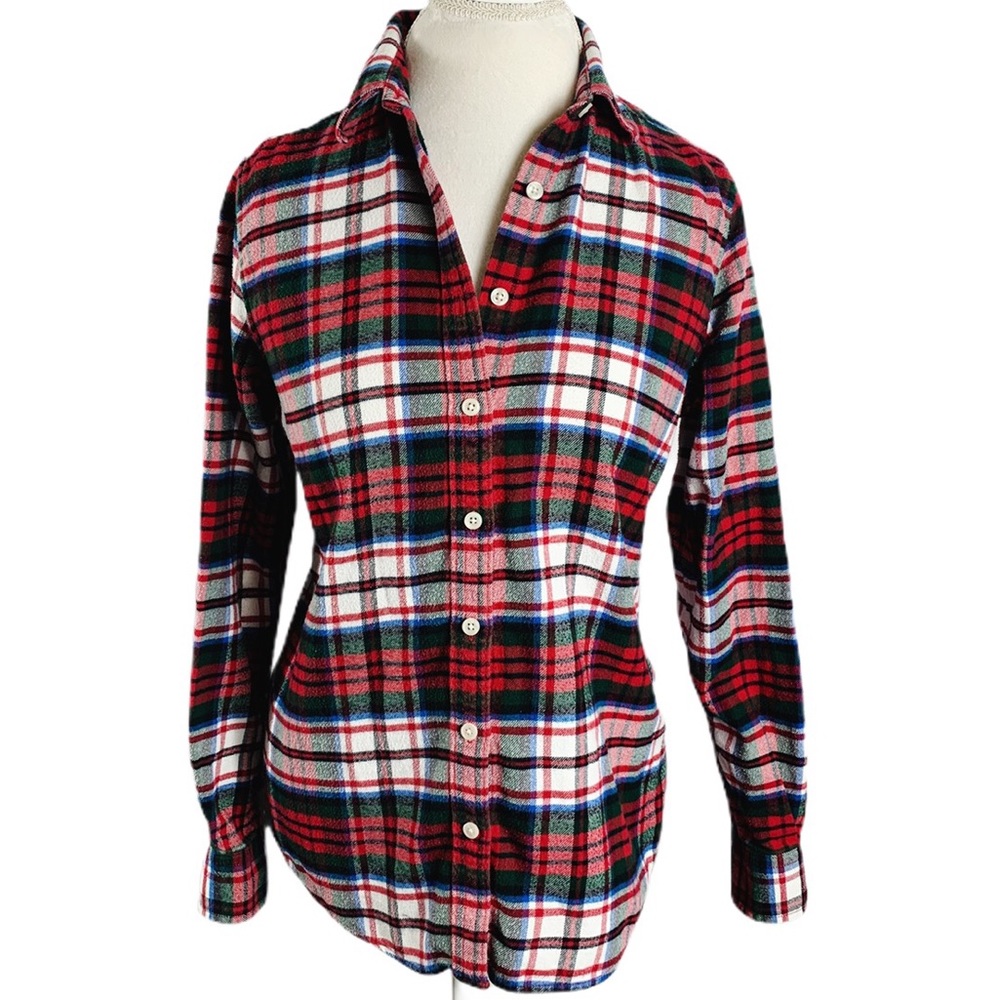 Land’s End Red Plaid Flannel Button Down Shirt 8